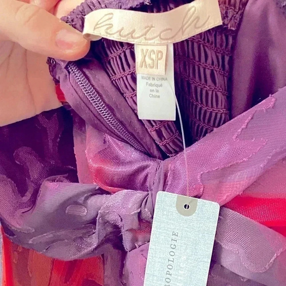 NWT Anthropologie HUTCH Printed Twist Puff Sleeve Ruffle Tie Dye Midi Dress XSP - Picture 6 of 6